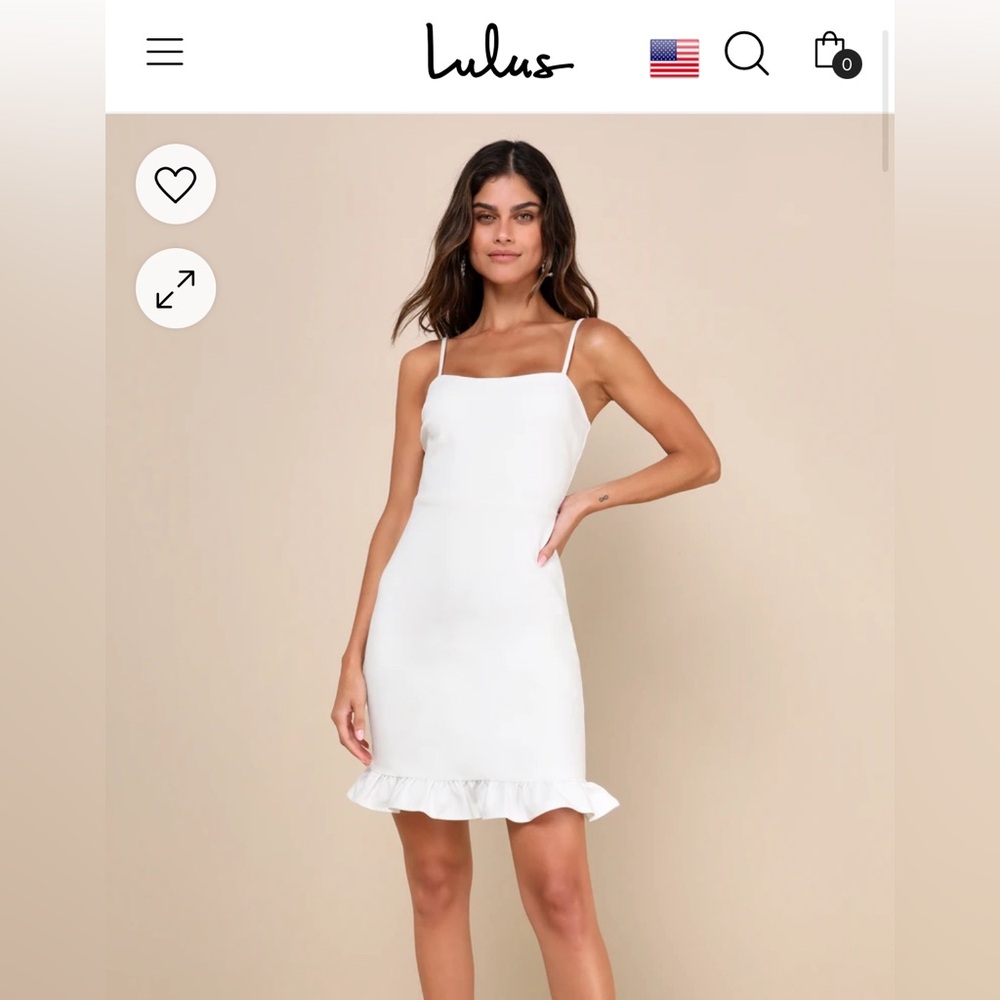 Lulus white bodycon mini dress with ruffles in women’s size XS
